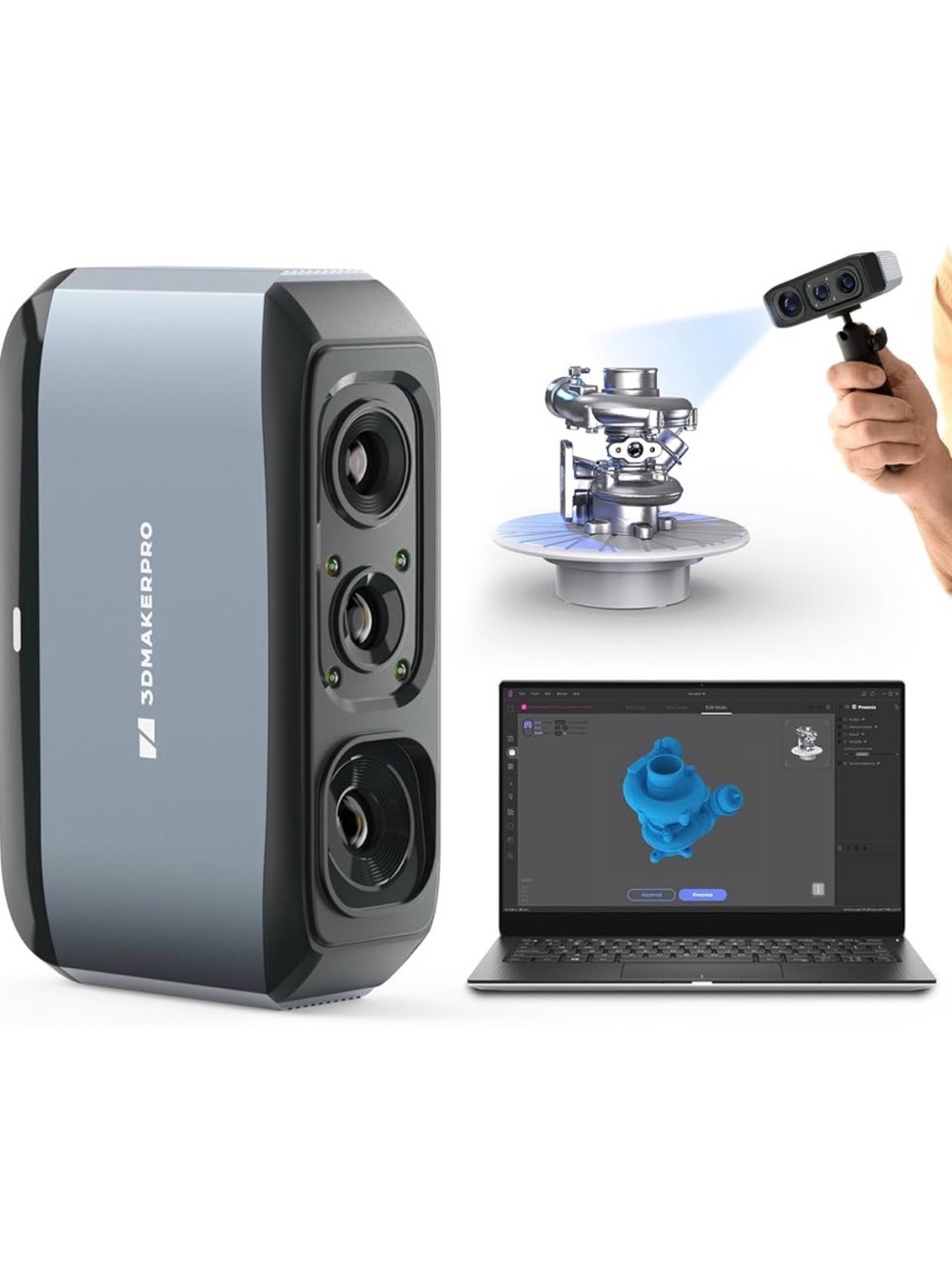 3DMakerpro 3D Scanner for 3D Printing, Handheld 3D Model Scanner Moose